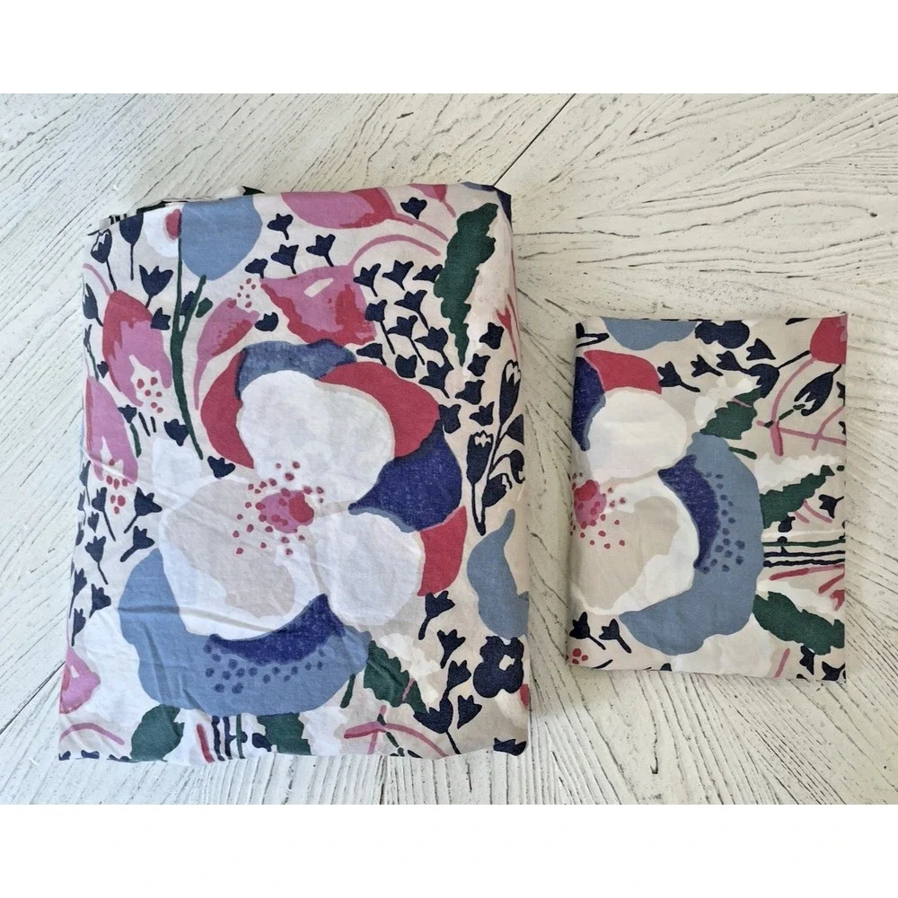 Ralph Lauren Sophie Watercolor Full/Queen Duvet Cover & Pillow Sham Blue Pink